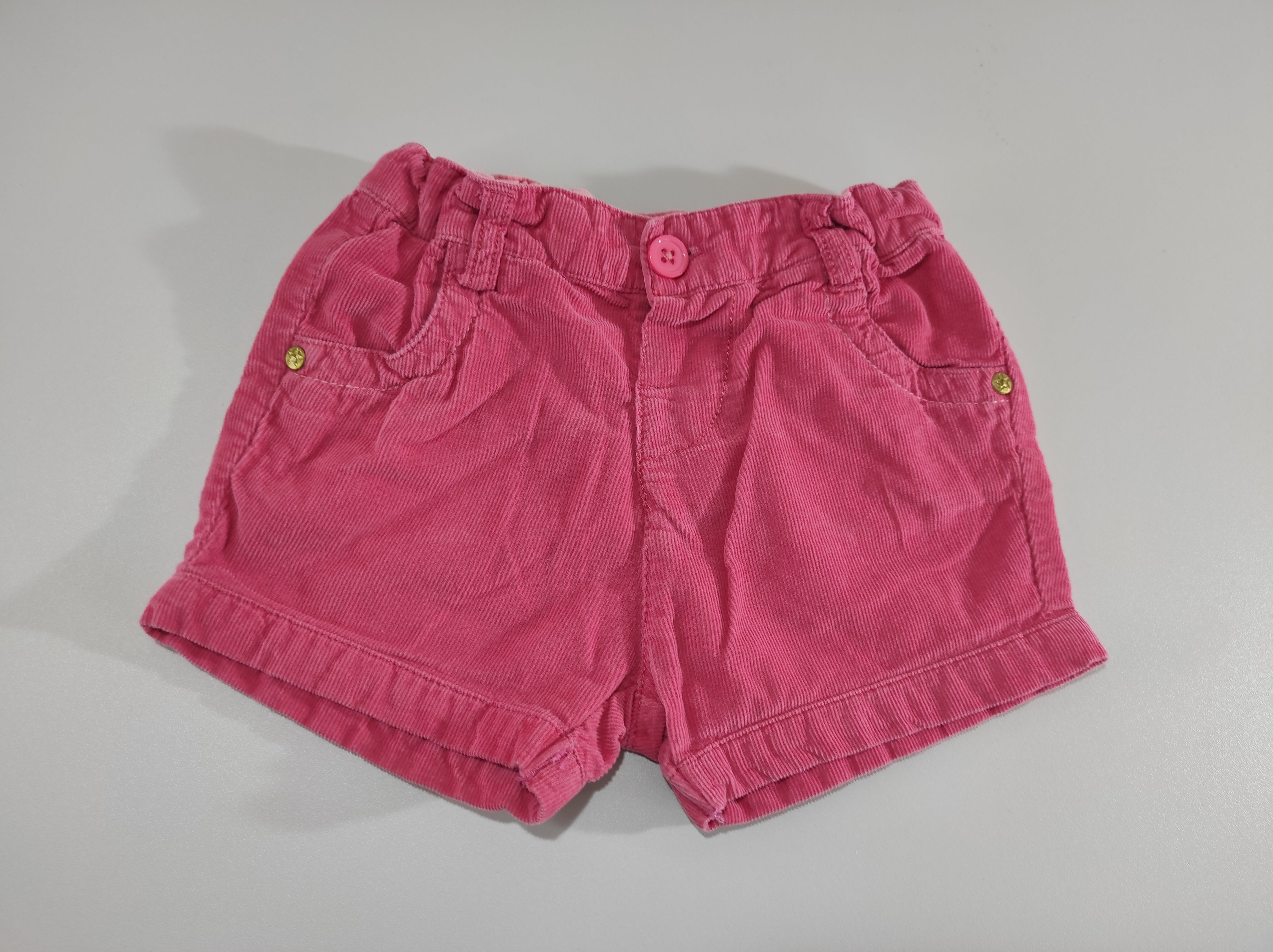 Short rose en velours côtelé