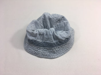 Bonnet réversible rayé blanc/bleu