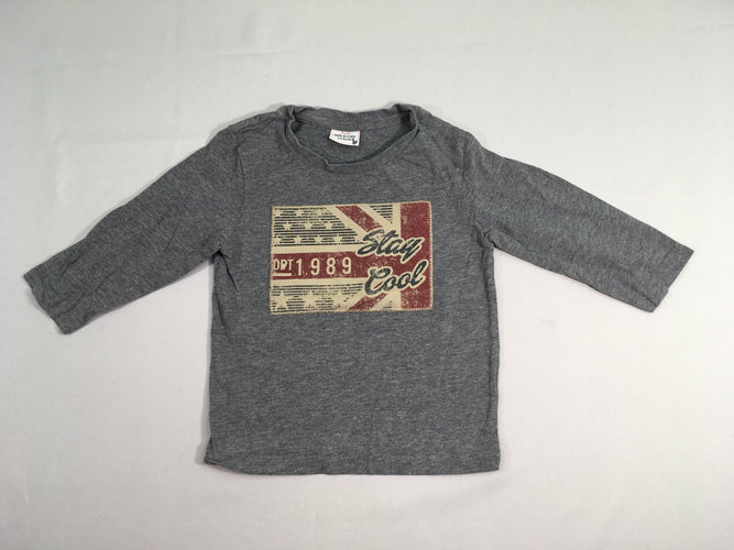 T-shirt m.l gris chiné drapeau 1989, moins cher chez Petit Kiwi
