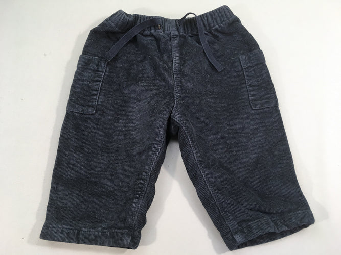 Pantalon velours côtelé bleu marine doublé jersey, moins cher chez Petit Kiwi