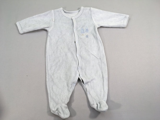 Pyjama velours gris biberon, moins cher chez Petit Kiwi