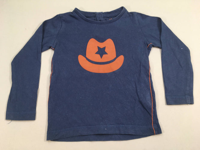 T-shirt m.l bleu chapeau cowboy, moins cher chez Petit Kiwi