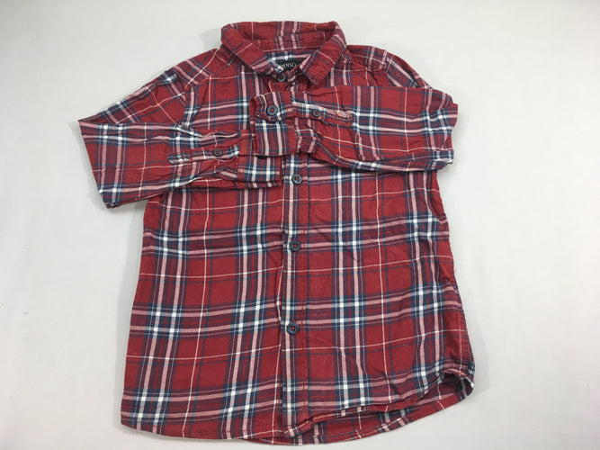 Chemise m.l à carreaux bordeau bleu, moins cher chez Petit Kiwi