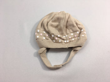 Bonnet beige pois doublé jersey