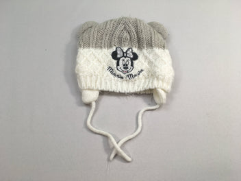 Bonnet blanc/gris Minnie doublé polar