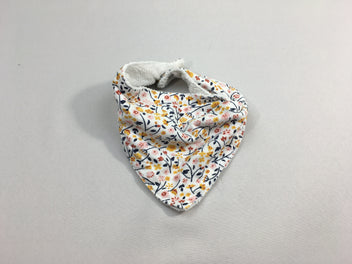 Bavoir bandana blanc fleurs