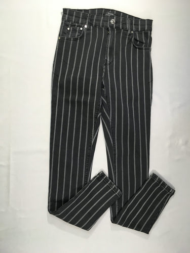 Pantalon gris foncé ligné blanc, moins cher chez Petit Kiwi