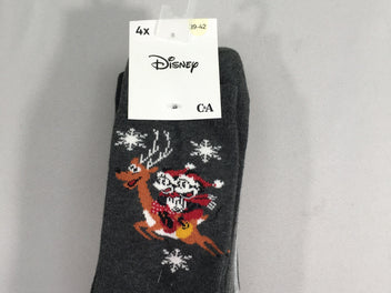 NEUF 4 paires de chaussettes gris chiné Disney, 35-38