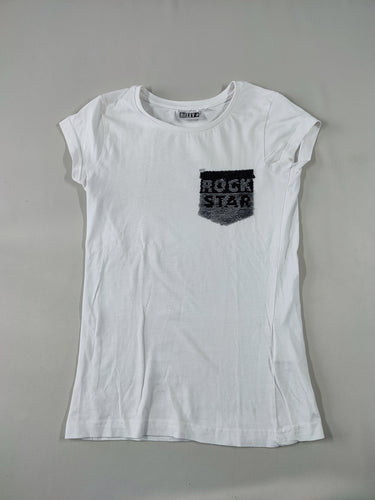 T-shirt m.c blanc à sequins réversibles "Rock Star", moins cher chez Petit Kiwi