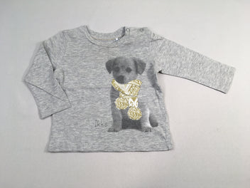 T-shirt m.l gris chiné chien