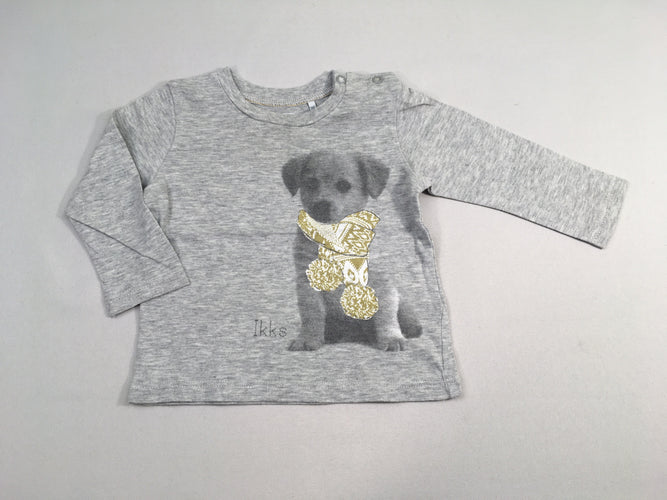 T-shirt m.l gris chiné chien, moins cher chez Petit Kiwi