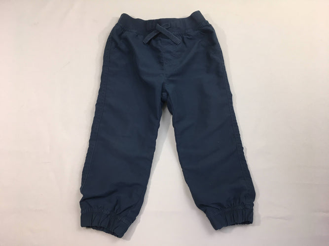 Pantalon souple de training bleu doublé jersey, moins cher chez Petit Kiwi