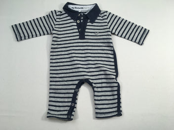 Combinaison mailles gris chiné rayé bleu marine