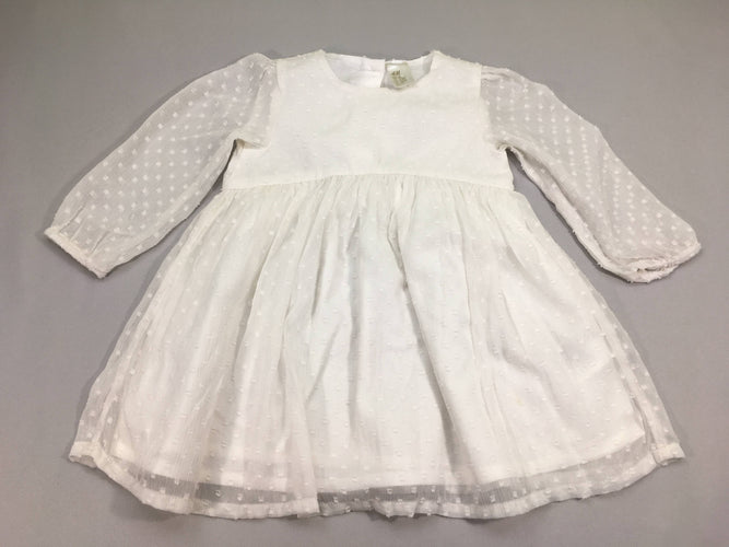 Robe m.l voile écru plumetis, moins cher chez Petit Kiwi
