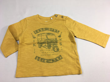 T-shirt m.l jaune flammé bus, un peu bouloché