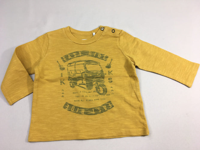 T-shirt m.l jaune flammé bus, un peu bouloché, moins cher chez Petit Kiwi