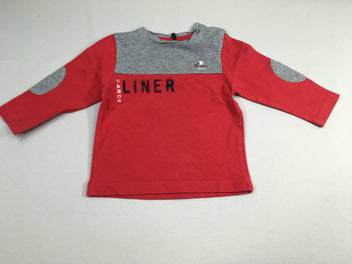 T-shirt m.l rouge gris chiné/rayé Liner