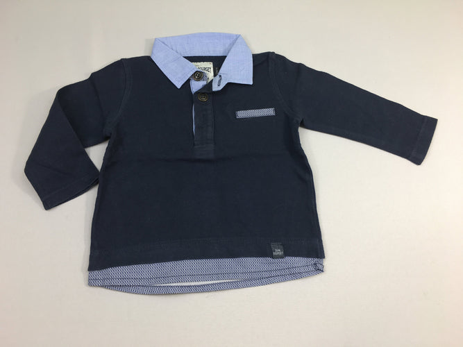Polo m.l jersey bleu marine effet superposé, moins cher chez Petit Kiwi