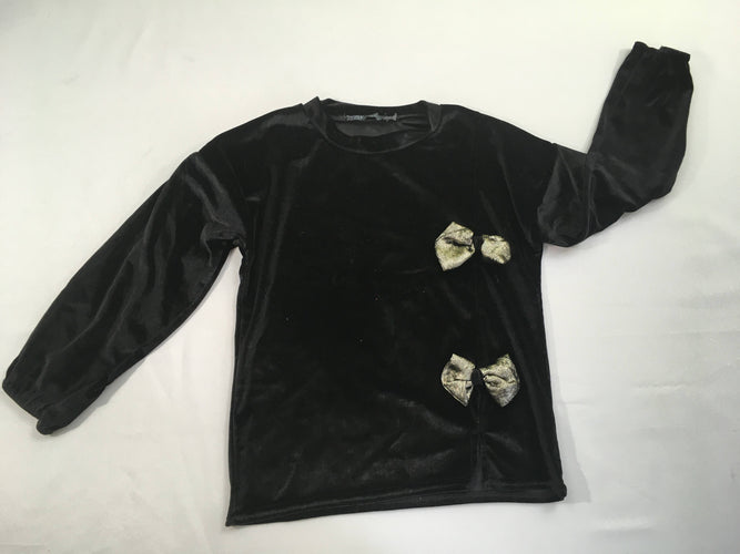 Pull velours noir Noeud doré, moins cher chez Petit Kiwi