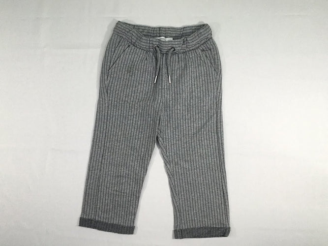 Pantalon molleton gris chiné rayé, moins cher chez Petit Kiwi
