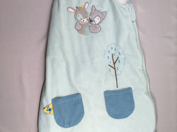 Sac de couchage s.m velours bleu clair âne/loup