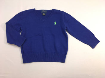 Pull col V bleu roi