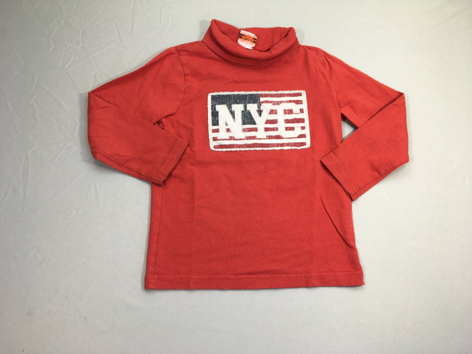 T-shirt col roulé rouge NYC, moins cher chez Petit Kiwi
