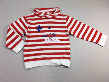 Sweat blanc rayé rouge s.miley col châle