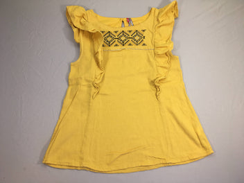 Blouse m.c jaune moutarde broderies