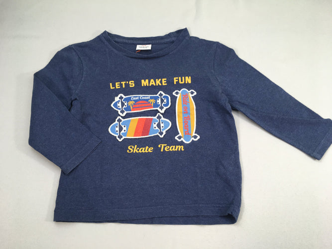T-shirt m.l bleu chiné skate scratch, moins cher chez Petit Kiwi