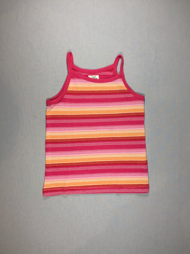 T-shirt s.m fines bretelles ligné rose et jaune, moins cher chez Petit Kiwi