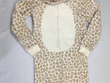 Combi surpyjama velours beige léopard rose à capuche