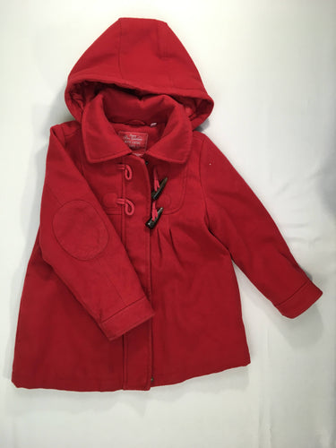 Manteau rouge style tweed à capuche, moins cher chez Petit Kiwi