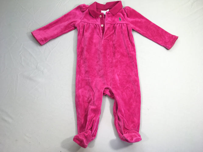 Pyjama velours rose vif col, moins cher chez Petit Kiwi