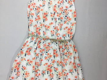 Robe s.m blanche fleurs rose/vert