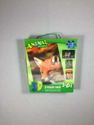 3 puzzles 3D  (63/48/48) animaux - complet - boite écornée, moins cher chez Petit Kiwi