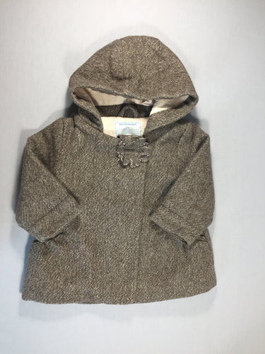Manteau à capuche chiné brun à paillettes dorées - 59%laine - doublé molleton, moins cher chez Petit Kiwi