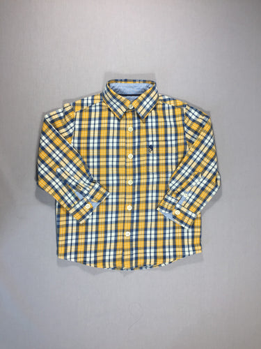 chemise ml à carreaux -  jaune et bleu foncé et blanc, moins cher chez Petit Kiwi