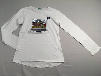 T-shirt m.l blanc flammé PC sequins réversibles