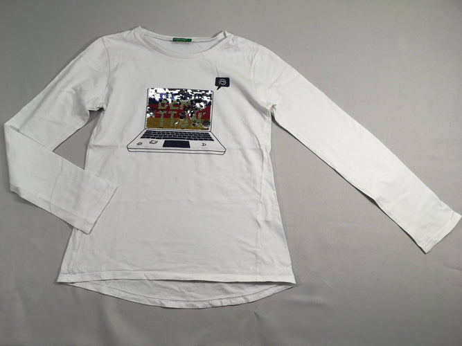T-shirt m.l blanc flammé PC sequins réversibles, moins cher chez Petit Kiwi