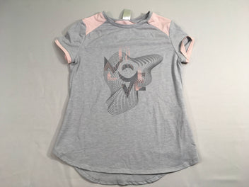 T-shirt m.c de sport gris flammé-rose