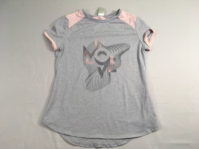 T-shirt m.c de sport gris flammé-rose, moins cher chez Petit Kiwi