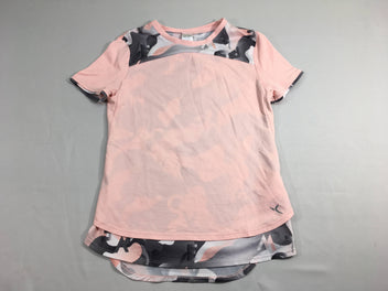 T-shirt m.c de sport rose effet supperposé gris camouflage