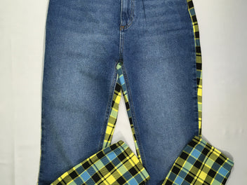 Pantalon face jean/dos à carreaux jaune-bleu Reclaimed Vintage 34