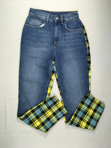 Pantalon face jean/dos à carreaux jaune-bleu Reclaimed Vintage 34, moins cher chez Petit Kiwi