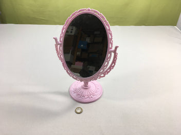 Miroir rose 30cm sur pied-(19cm le miroir)