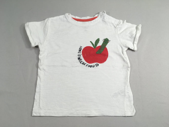 T-shirt m.c blanc flammé vers pomme, moins cher chez Petit Kiwi