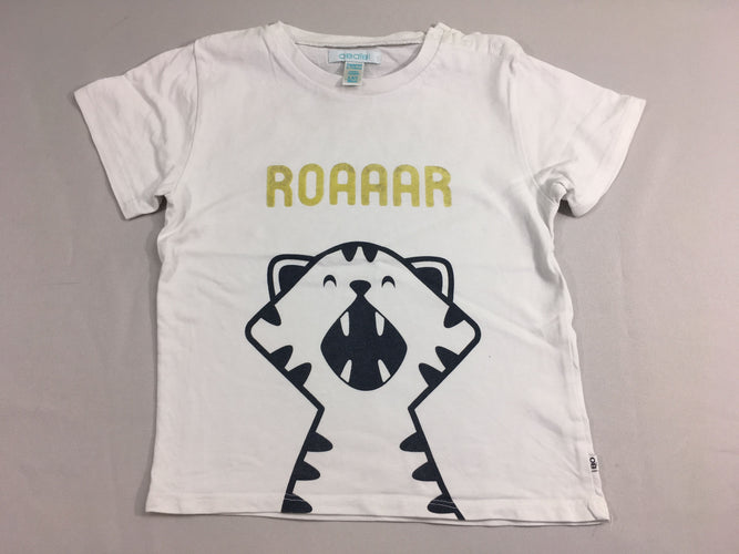 T-shirt m.c blanc Roaaar texturé félin, moins cher chez Petit Kiwi