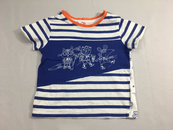 T-shirt m.c blanc rayé bleu aniamux