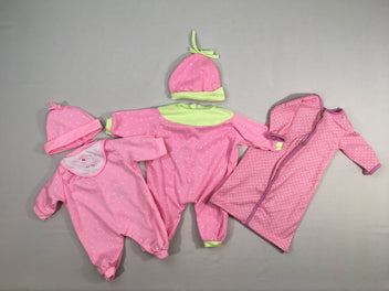 Lot de 3 tenues roses pour bébé poupon